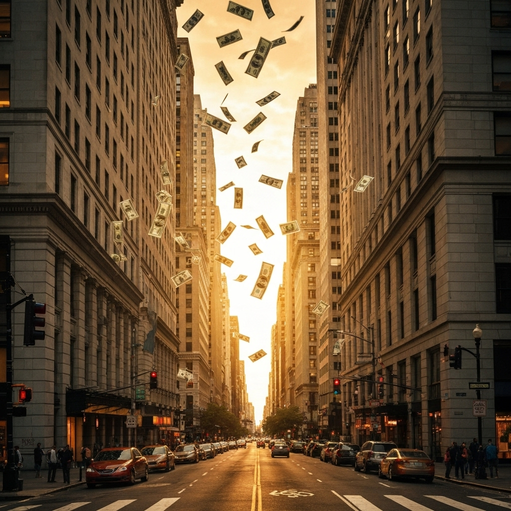 Money raining down on Wall Street during the takeover
